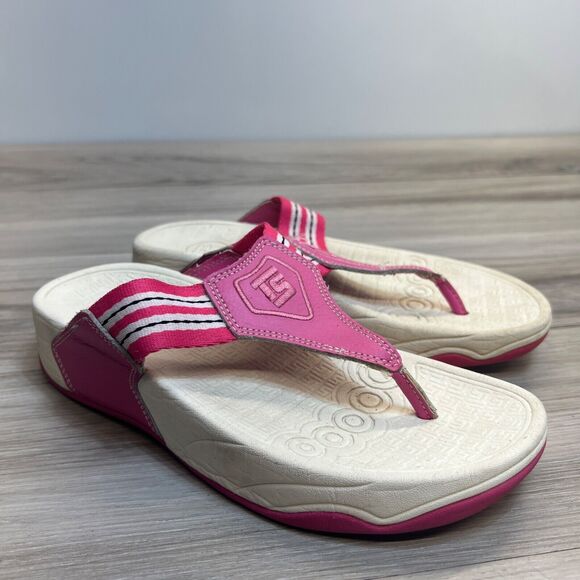 Therashoe Sandals Flip Flop Thong Therapy Molded Insole Pink Leather Size 6 - Picture 1 of 9